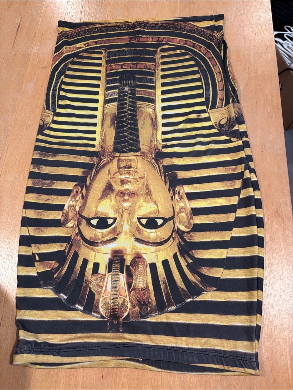 KTOO ~ Egyptian Pharaoh Print Yellow Gold & Black Pencil Skirt
